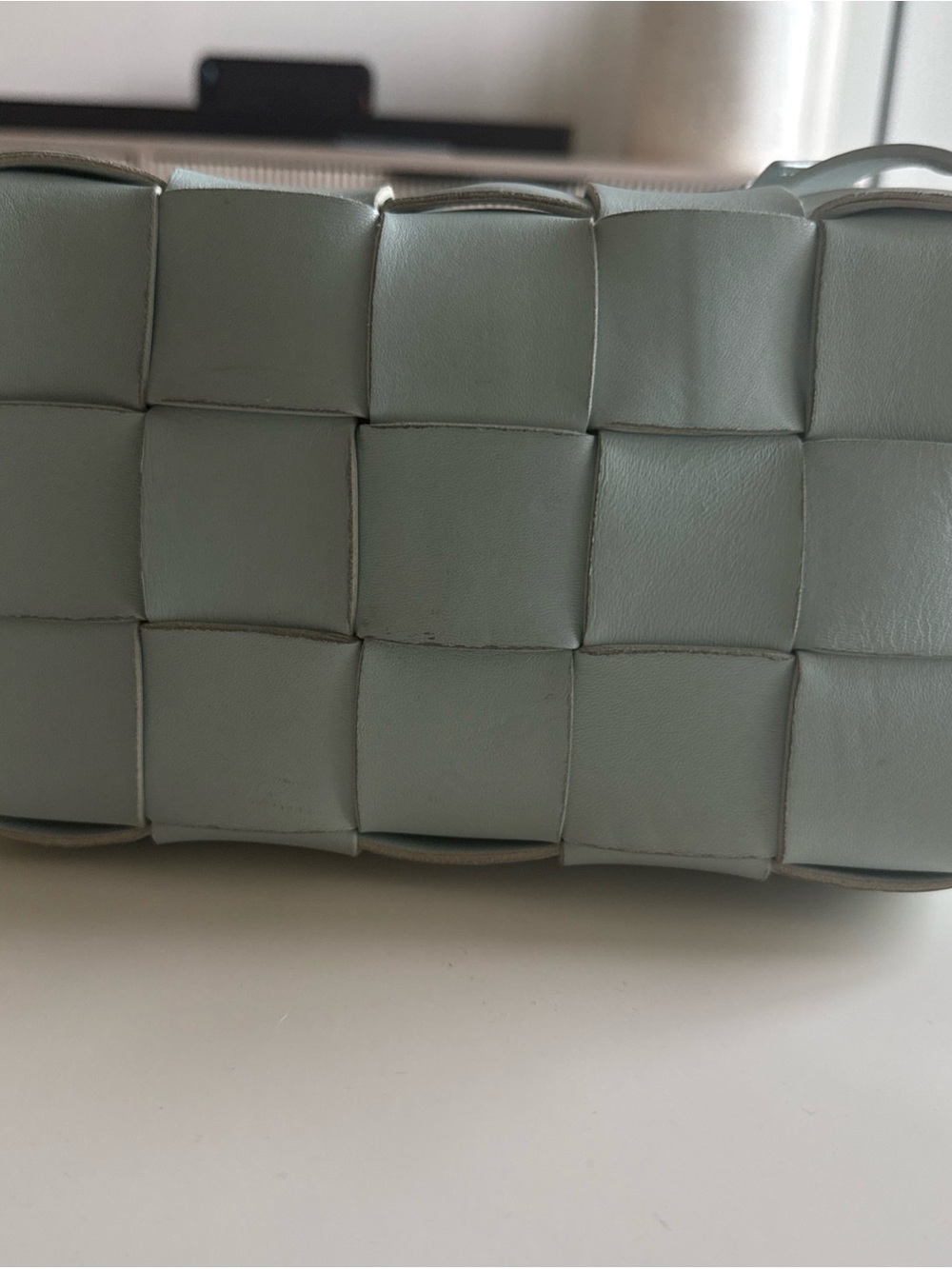 Bottega Veneta Cassette Crossbody Bag in Sage blue